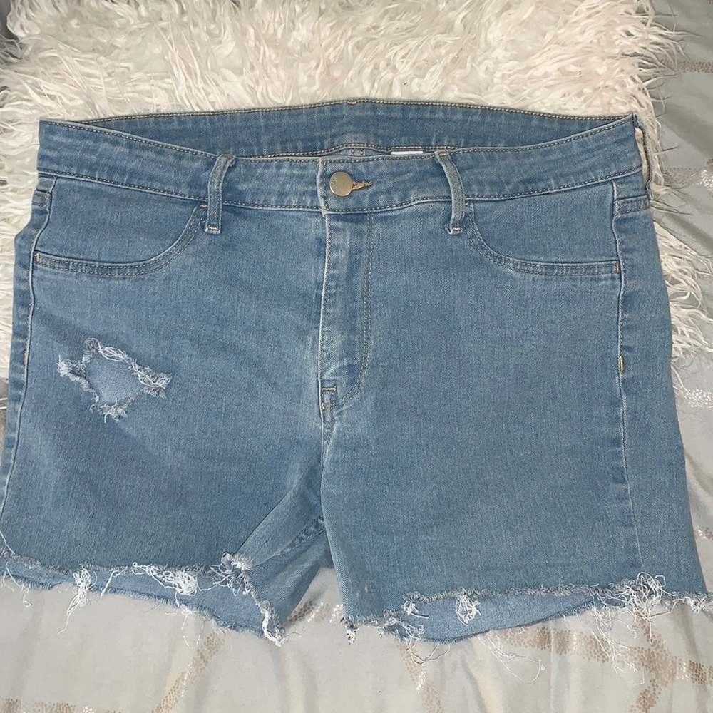 Medium Washed Jean Shorts with Rips